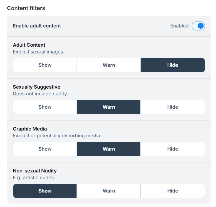 content filters in bluesky